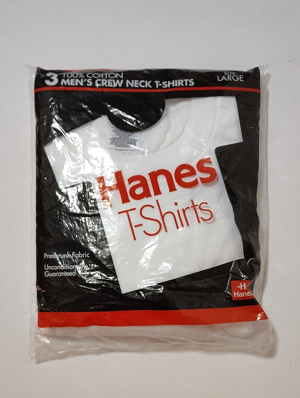 Vtg 1992 Hanes White Short Sleeve Crew Neck T-Shirt - 3 Pack - L 42-44